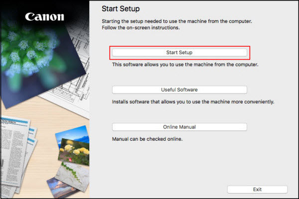 Start Setup screen: Click Start Setup (outlined in red) to begin